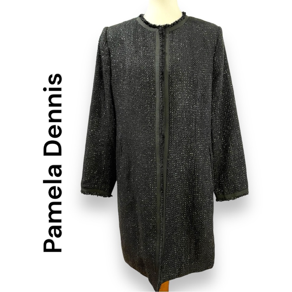NWT Pamela Dennis Silver Threaded Dress Coat